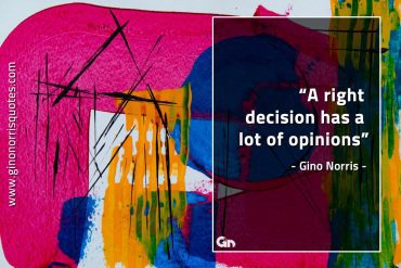 A right decision has a lot of opinions GinoNorrisQuotes