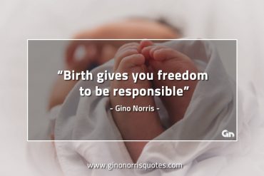 Birth gives you freedom to be responsible GinoNorrisQuotes