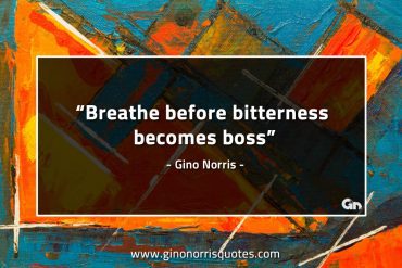 Breathe before bitterness becomes boss GinoNorrisQuotes