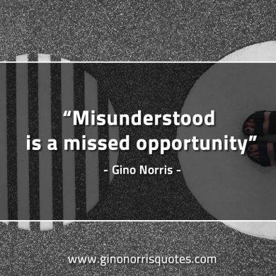 Misunderstood is a missed opportunity GinoNorrisQuotes