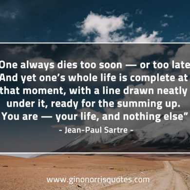 One always dies too soon SartreQuotes