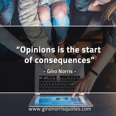 Opinions is the start of consequences GinoNorrisQuotes