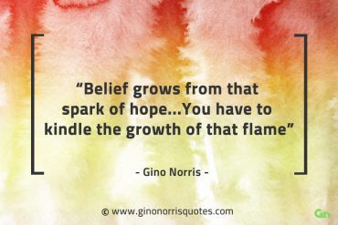 Belief grows from that spark of hope GinoNorrisQuotes