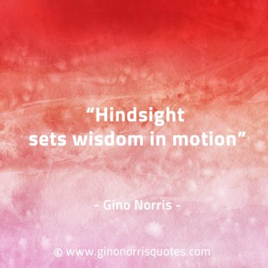 Hindsight sets wisdom in motion GinoNorrisQuotes