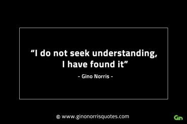 I do not seek understanding GinoNorrisINTJQuotes