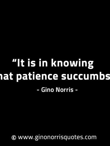 It is in knowing that patience succumbs GinoNorrisINTJQuotes