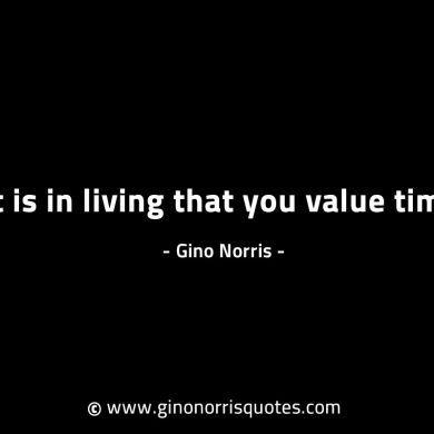 It is in living that you value time GinoNorrisINTJQuotes