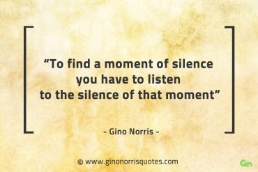 To find a moment of silence GinoNorrisQuotes