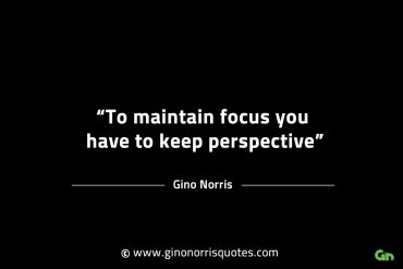 To maintain focus you have to keep perspective GinoNorrisINTJQuotes