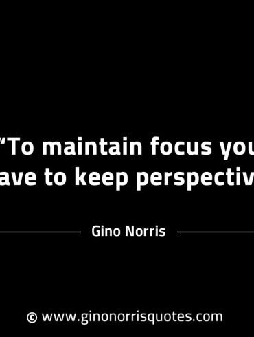 To maintain focus you have to keep perspective GinoNorrisINTJQuotes