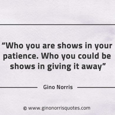 Who you are shows in your patience GinoNorrisQuotes