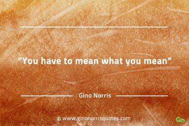 You have to mean what you mean GinoNorrisQuotes