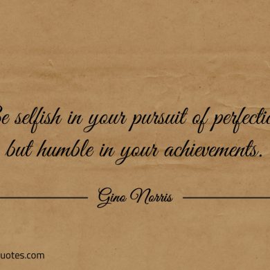 Be selfish in your pursuit of perfection ginonorrisquotes