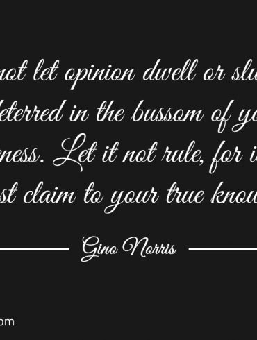 Do not let opinion dwell or slumber ginonorrisquotes