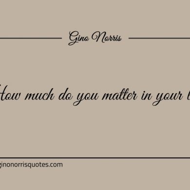 How much do you matter in your life ginonorrisquotes