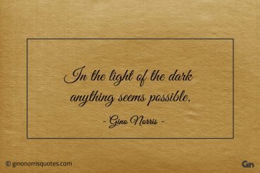 In the light of the dark anything seems possible ginonorrisquotes