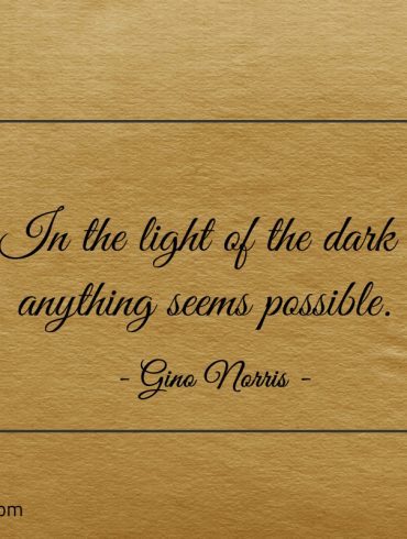 In the light of the dark anything seems possible ginonorrisquotes