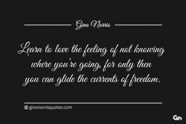 Learn to love the feeling of not knowing ginonorrisquotes