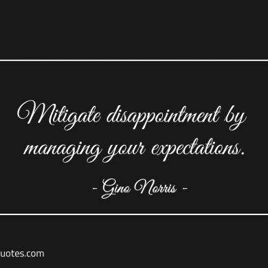 Mitigate disappointment by managing your expectations ginonorrisquotes