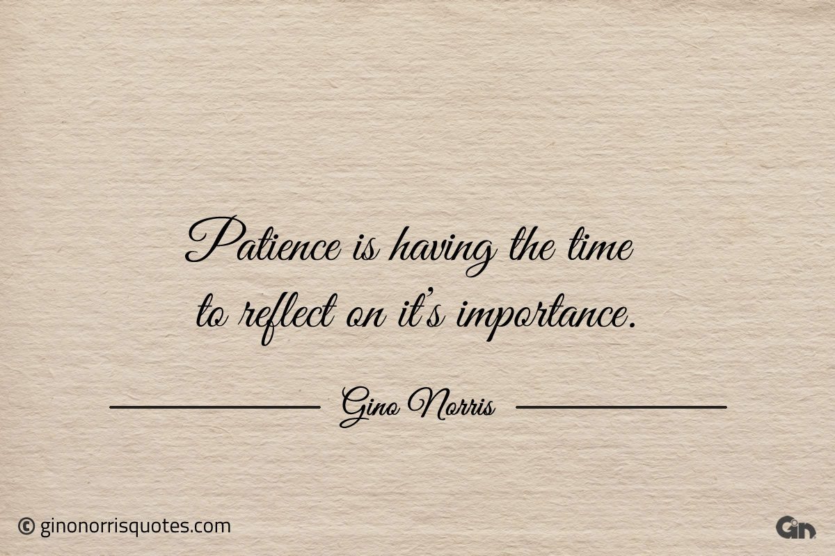 Patience is having the time to reflect ginonorrisquotes