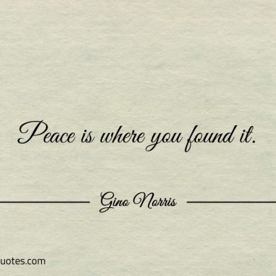 Peace is where you found it ginonorrisquotes