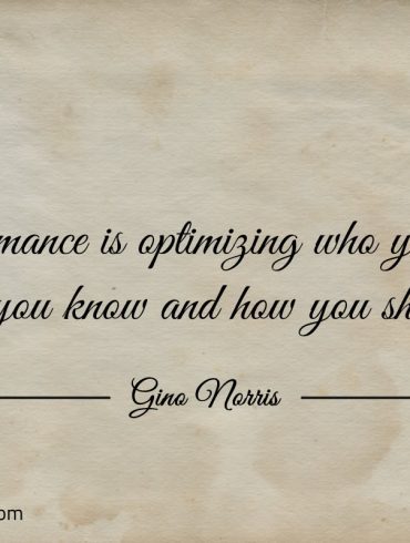 Performance is optimizing who you are ginonorrisquotes