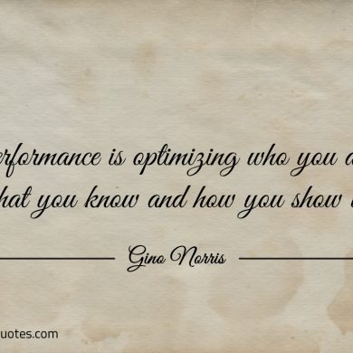 Performance is optimizing who you are ginonorrisquotes