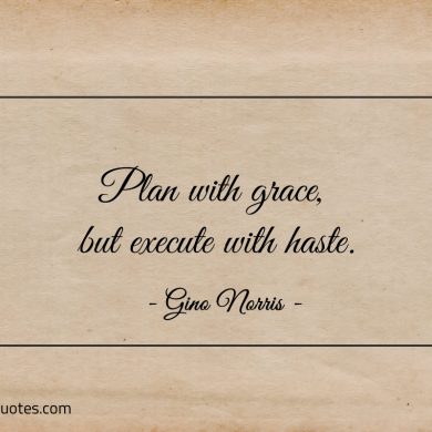 Plan with grace but execute with haste ginonorrisquotes