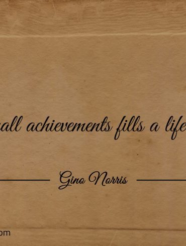 Small achievements fills a lifetime ginonorrisquotes