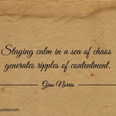 Staying calm in a sea of chaos generates ripples of contentment ginonorrisquotes