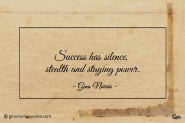 Success has silence stealth and staying power ginonorrisquotes