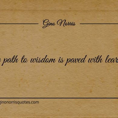 The path to wisdom is paved with learning ginonorrisquotes