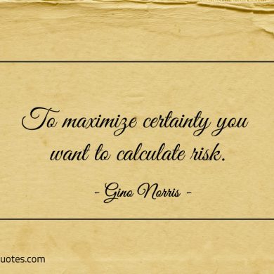 To maximize certainty you want to calculate risk ginonorrisquotes