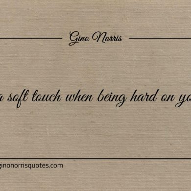 Use a soft touch when being hard on yourself ginonorrisquotes