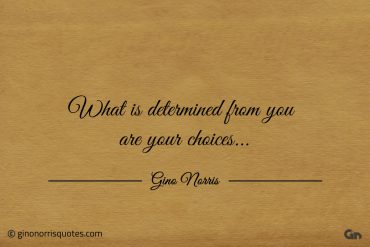 What is determined from you are your choices ginonorrisquotes