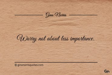 Worry not about less importance ginonorrisquotes