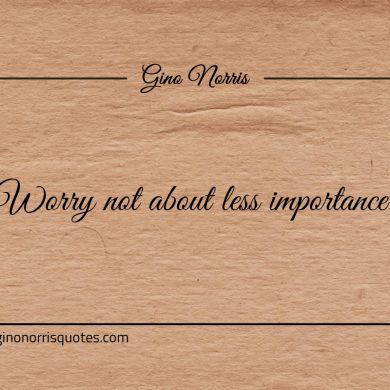 Worry not about less importance ginonorrisquotes