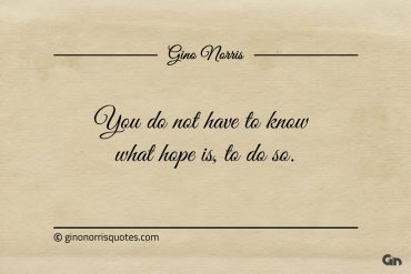 You do not have to know what hope is ginonorrisquotes