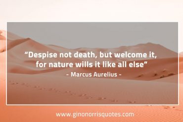 Despise not death but welcome it MarcusAureliusQuotes