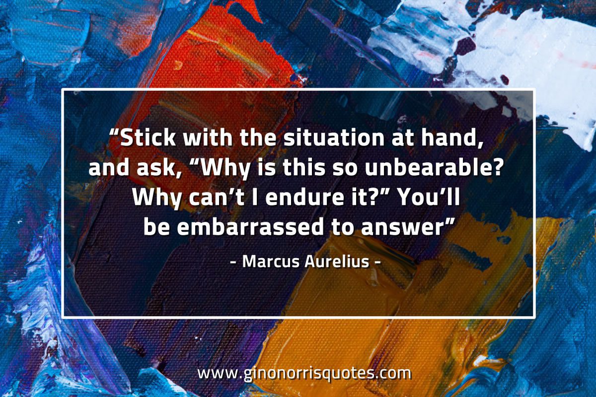 Stick with the situation at hand MarcusAureliusQuotes